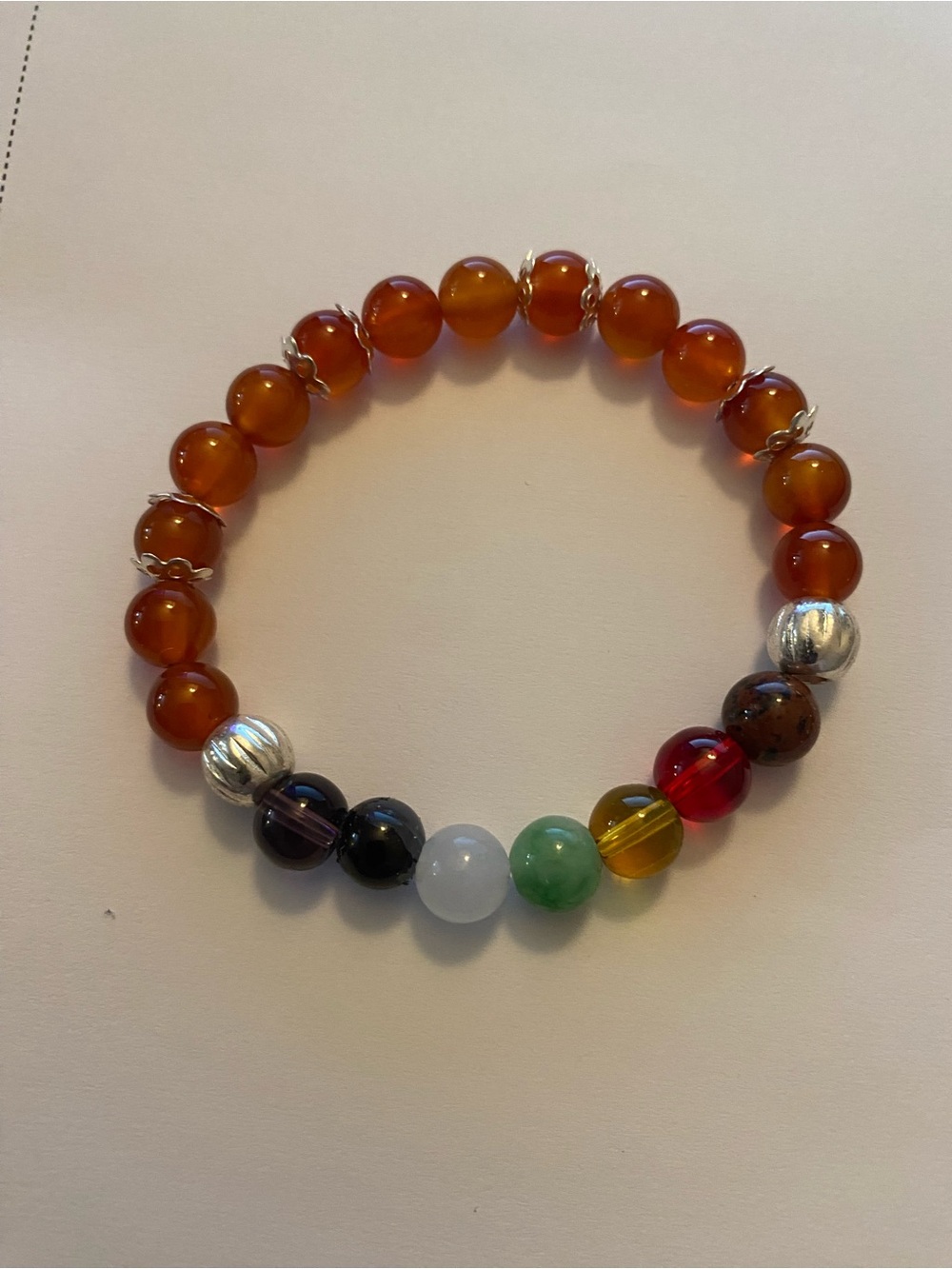 Handmade Chakra & Carnelian Stretch Bracelet
